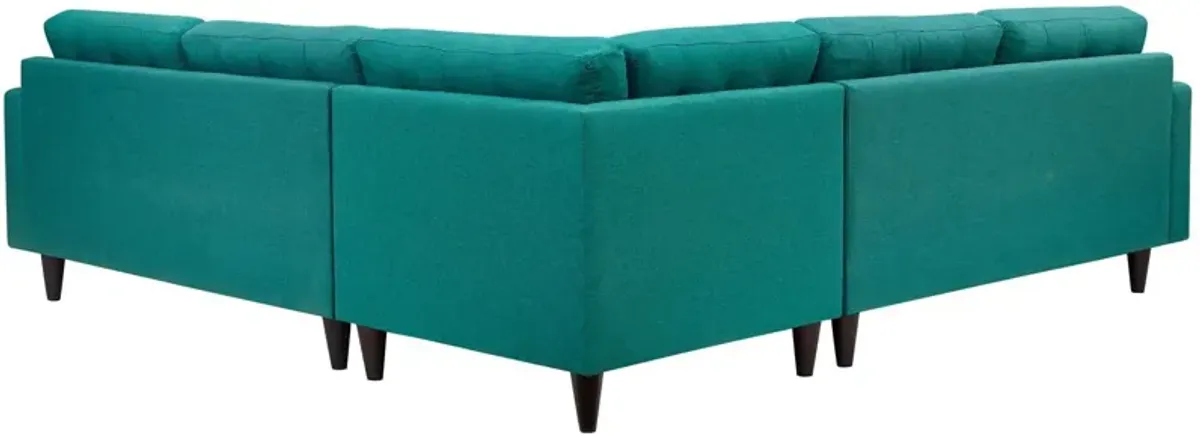 Empress 3 Piece Upholstered Fabric Sectional Sofa Set by Modway Teal