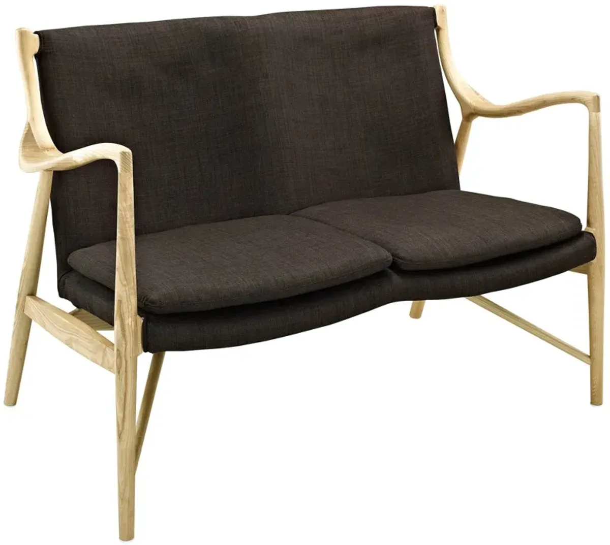 Makeshift Upholstered Fabric Loveseat by Modway Natural Brown