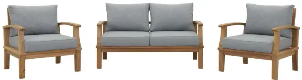 Marina 3 Piece Outdoor Patio Teak Set by Modway Natural Gray