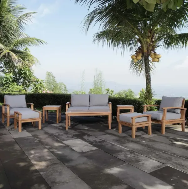 Marina 8 Piece Outdoor Patio Teak Set by Modway Natural Navy