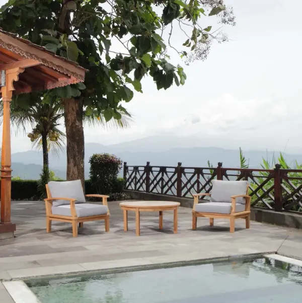 Marina 3 Piece Outdoor Patio Teak Set by Modway Natural Navy