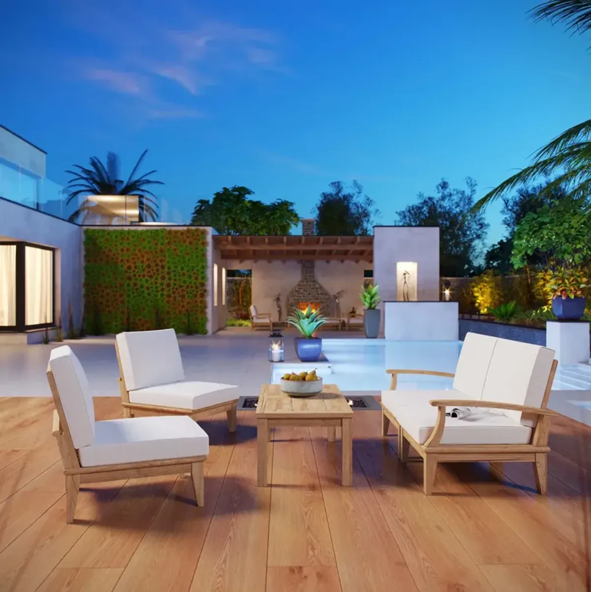 Marina 5 Piece Outdoor Patio Teak Set by Modway