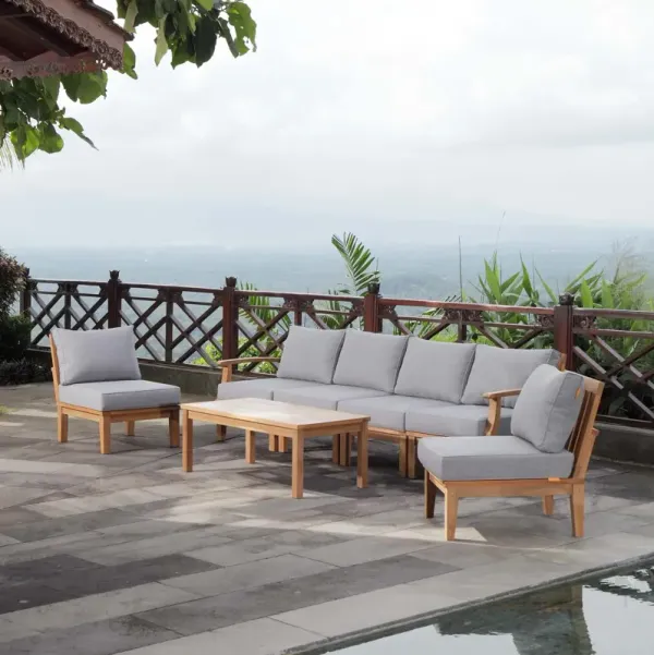 Marina 7 Piece Outdoor Patio Teak Set by Modway Natural Gray