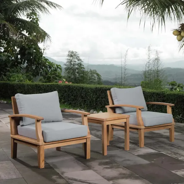 Marina 3 Piece Outdoor Patio Teak Set by Modway Natural Gray
