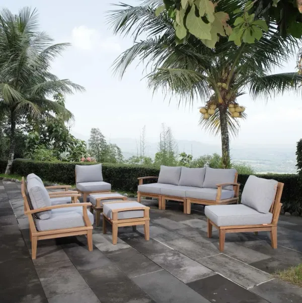 Marina 9 Piece Outdoor Patio Teak Set by Modway Natural Navy