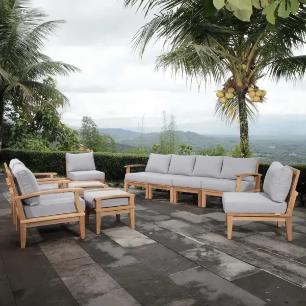 Marina 10 Piece Outdoor Patio Teak Set by Modway Natural Navy