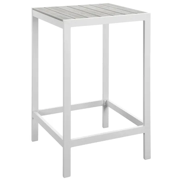 Maine Outdoor Patio Bar Table by Modway White Light Gray