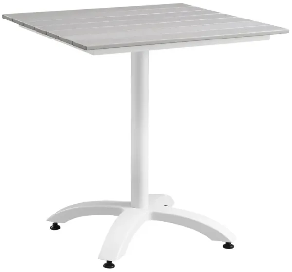 Maine 28" Outdoor Patio Dining Table by Modway White Light Gray