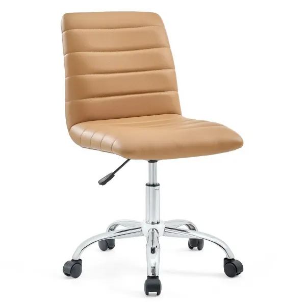 Ripple Armless Mid Back Vinyl Office Chair by Modway Tan