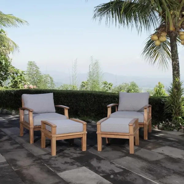 Marina 4 Piece Outdoor Patio Teak Set by Modway Natural Gray