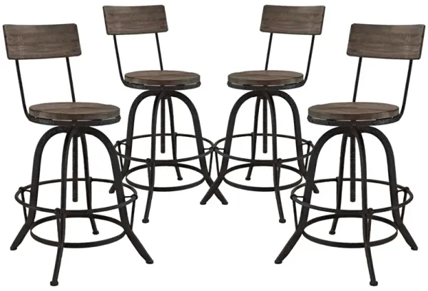 Procure Bar Stool Set of 4 by Modway Brown