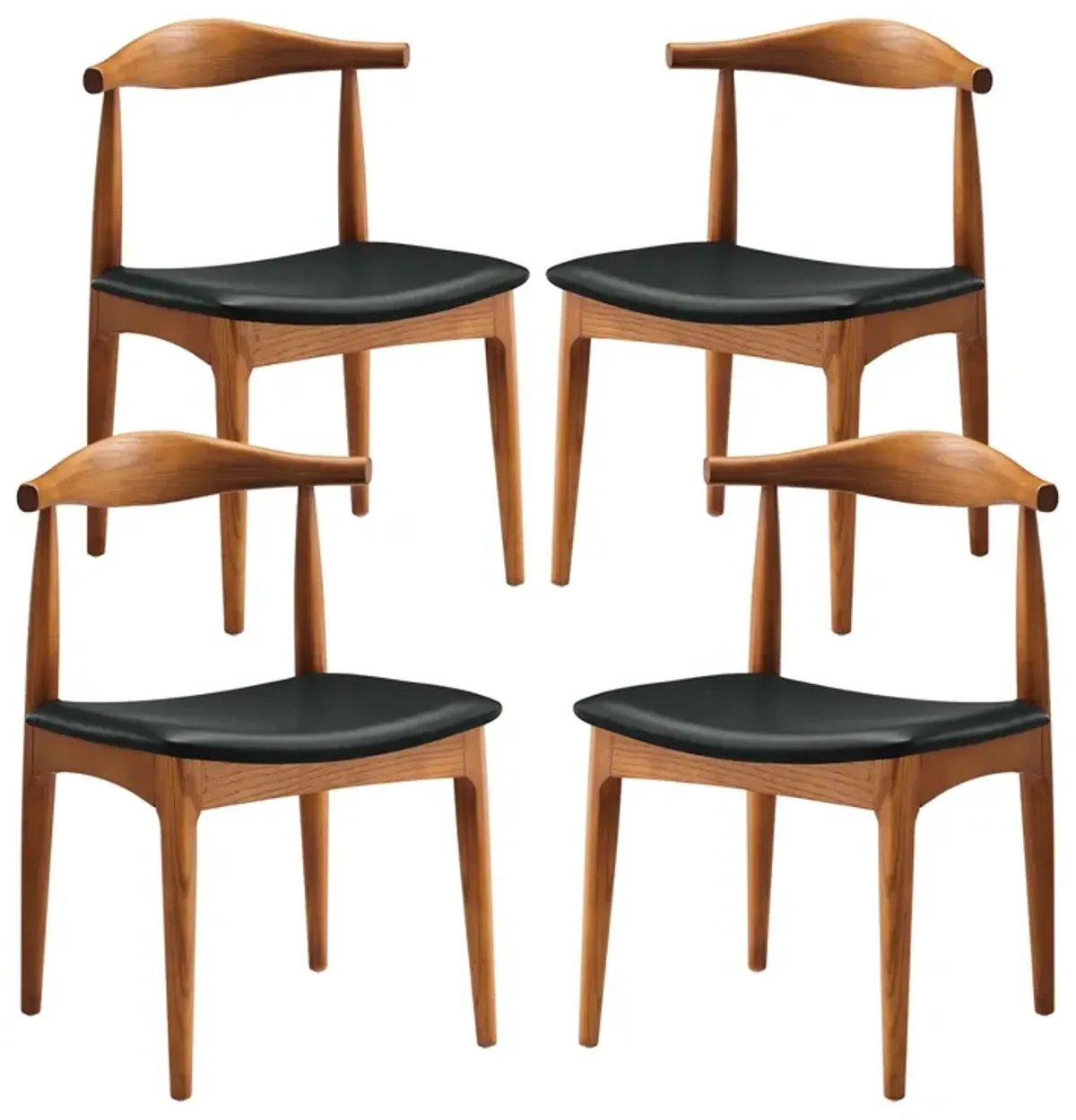 Tracy Dining Chairs Wood Set of 4 by Modway Black