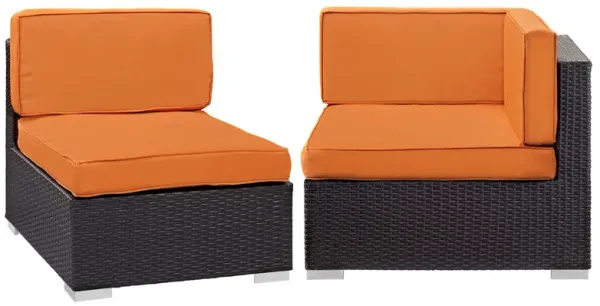 Gather Corner and Middle Outdoor Patio Sectional Set by Modway Espresso Orange