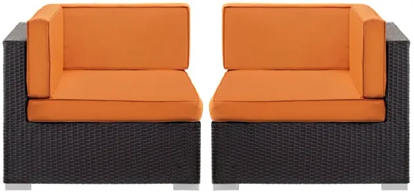 Gather Outdoor Patio Corner Sectional Set of 2 by Modway Espresso Orange