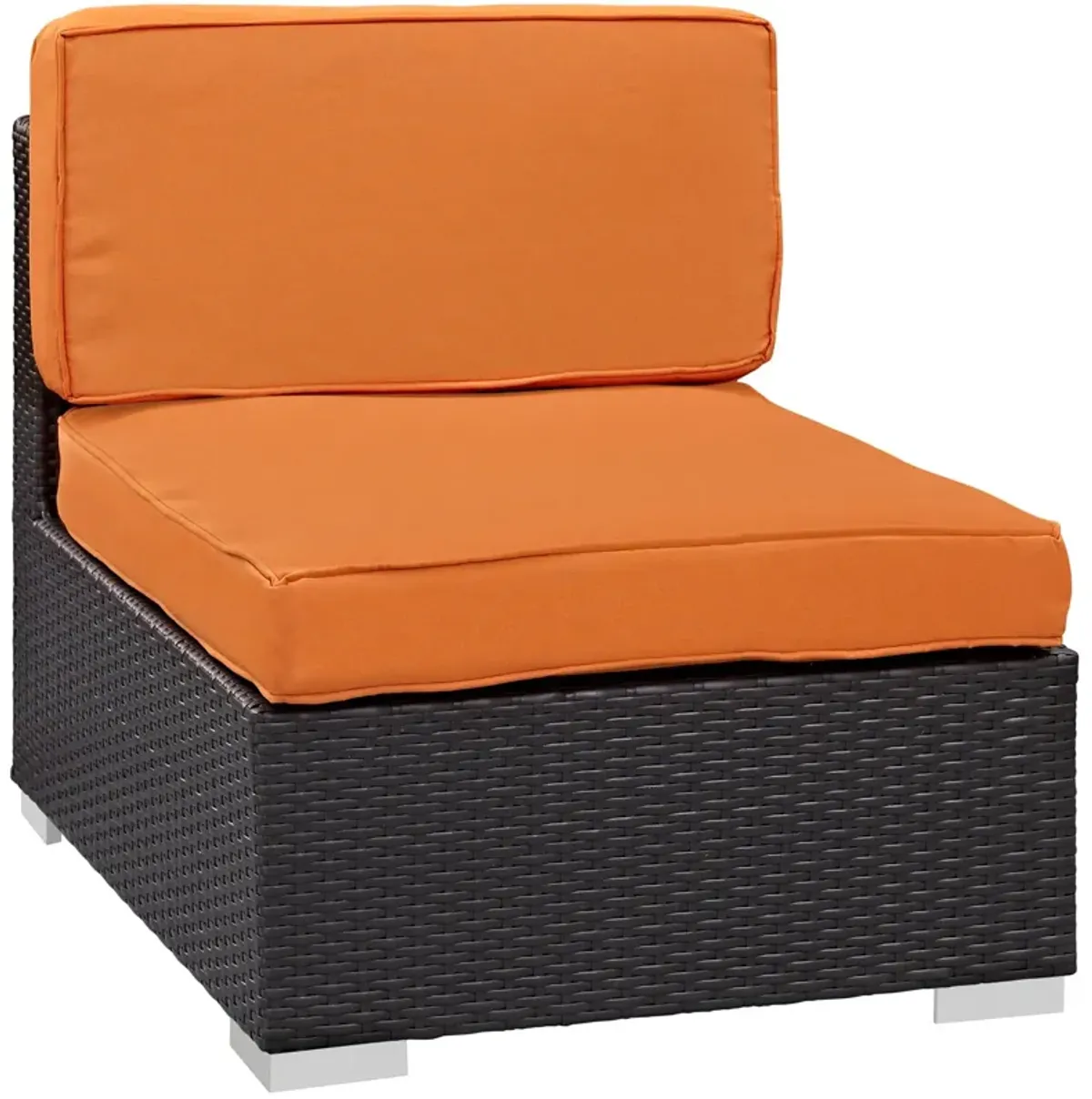 Gather Outdoor Patio Armless Chair Set of 2 by Modway Espresso Orange