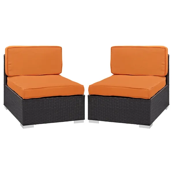 Gather Outdoor Patio Armless Chair Set of 2 by Modway