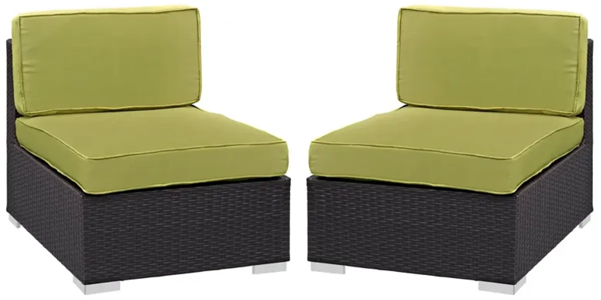 Gather Outdoor Patio Armless Chair Set of 2 by Modway