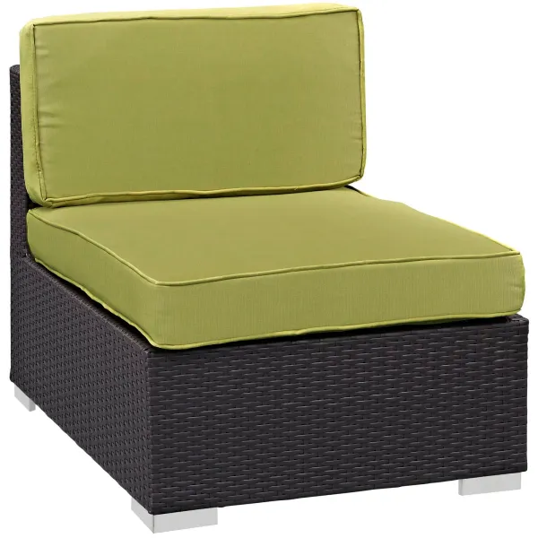 Gather Armless Outdoor Patio Sectional by Modway Espresso Peridot