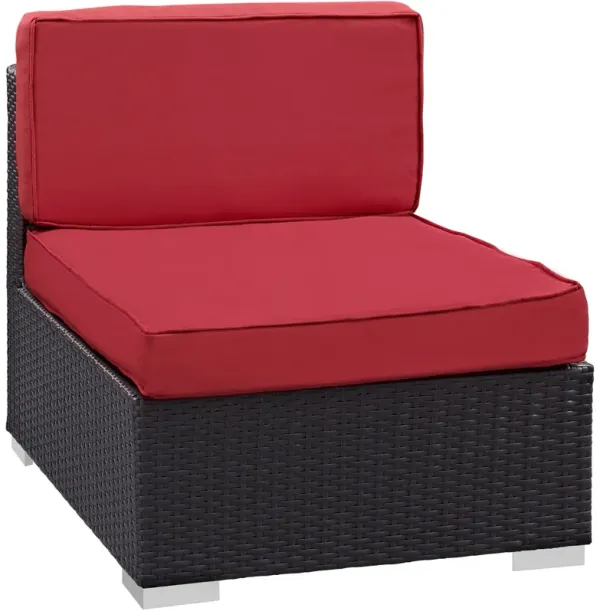 Gather Armless Outdoor Patio Sectional by Modway Espresso Red