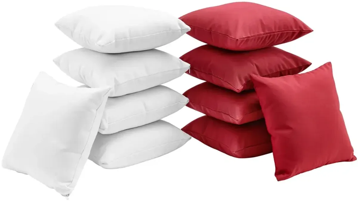 Gather 10 Piece Outdoor Patio Pillow Set by Modway White Red