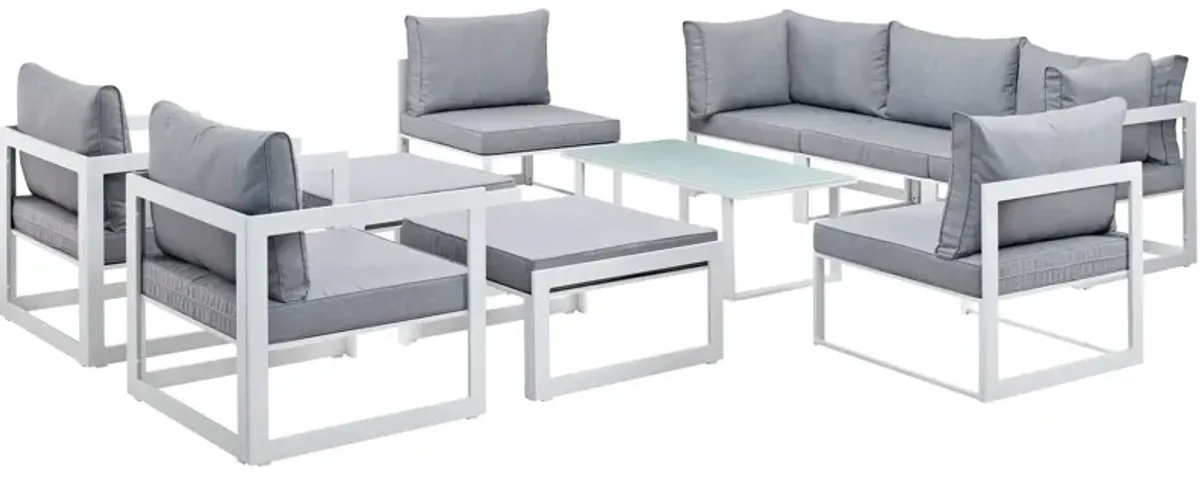 Fortuna 10 Piece Outdoor Patio Sectional Sofa Set by Modway
