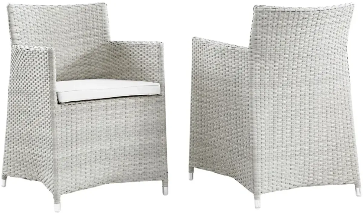 Junction Armchair Outdoor Patio Wicker Set of 2 by Modway Gray White