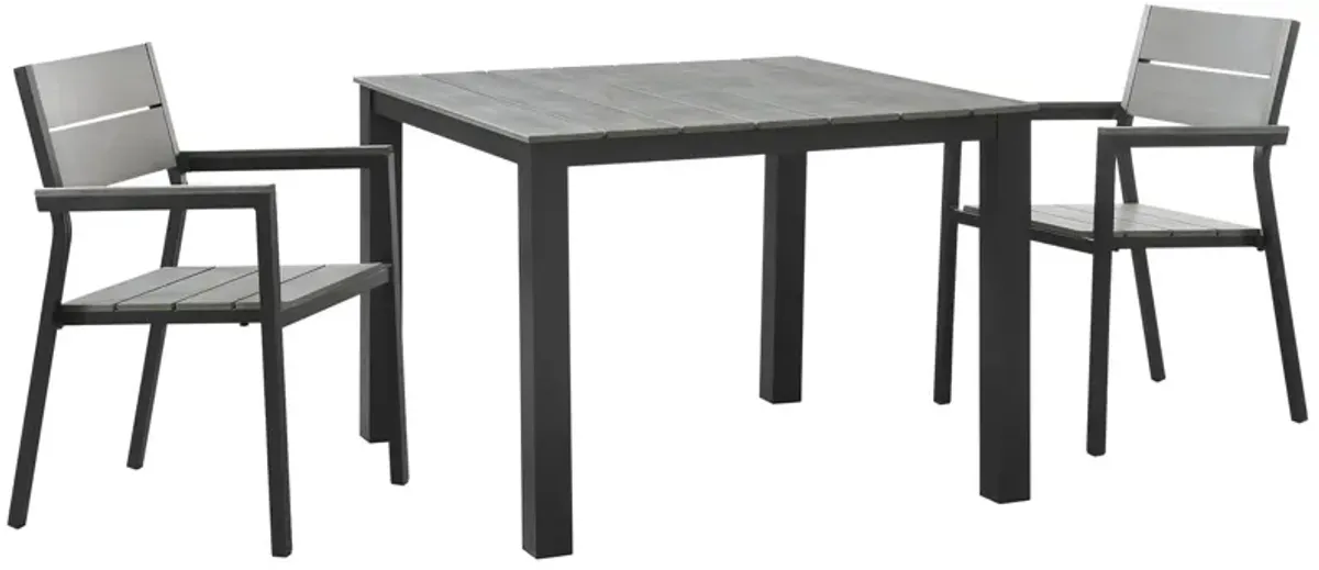 Maine 3 Piece Outdoor Patio Dining Set by Modway Brown Gray
