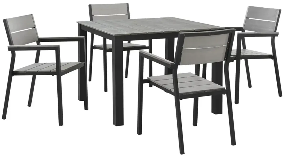 Maine 5 Piece Outdoor Patio Dining Set by Modway Brown Gray