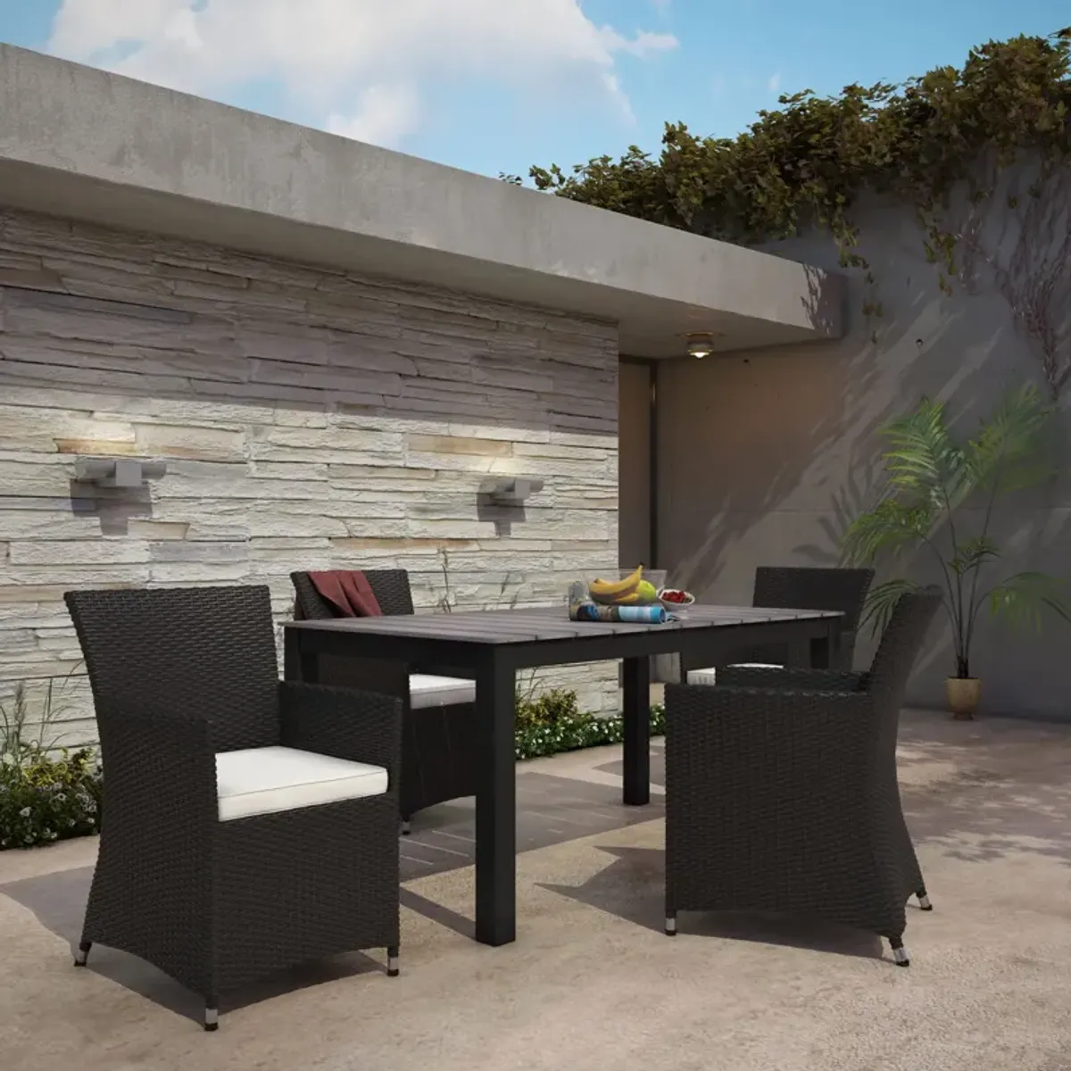 Junction 5 Piece Outdoor Patio Dining Set by Modway Gray White