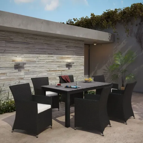 Junction 7 Piece Outdoor Patio Dining Set by Modway Brown White