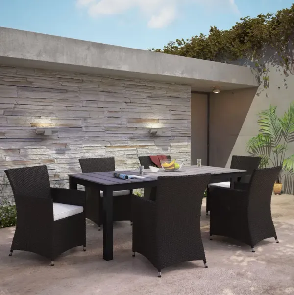 Junction 7 Piece Outdoor Patio Dining Set by Modway Brown White