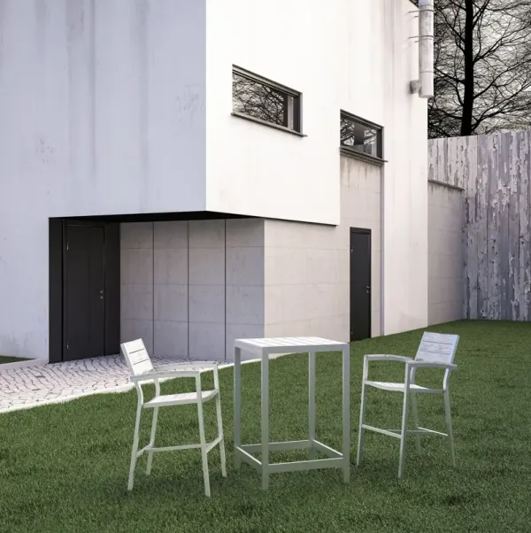 Maine 3 Piece Outdoor Patio Dining Set by Modway White Light Gray