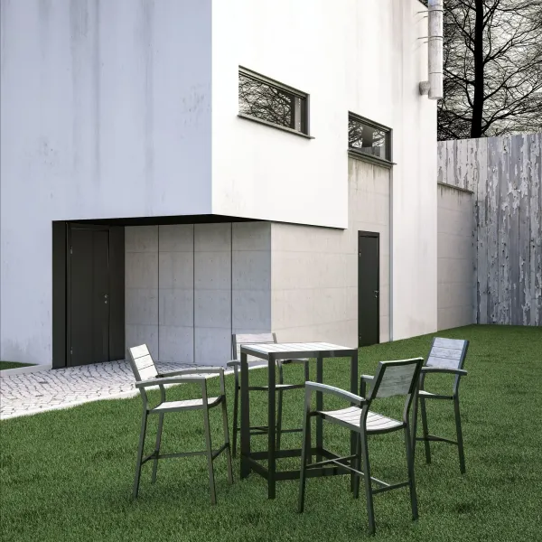 Maine 5 Piece Outdoor Patio Bar Set by Modway Brown Gray
