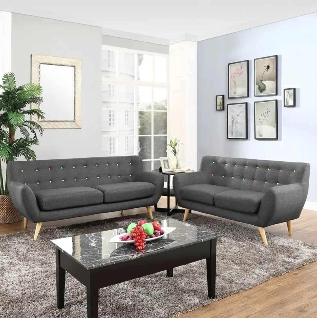 Remark 2 Piece Living Room Set by Modway Azure
