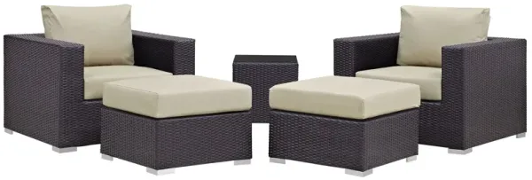Convene 5 Piece Outdoor Patio Sectional Set by Modway Espresso Beige