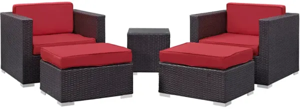 Convene 5 Piece Outdoor Patio Sectional Set by Modway Espresso Red