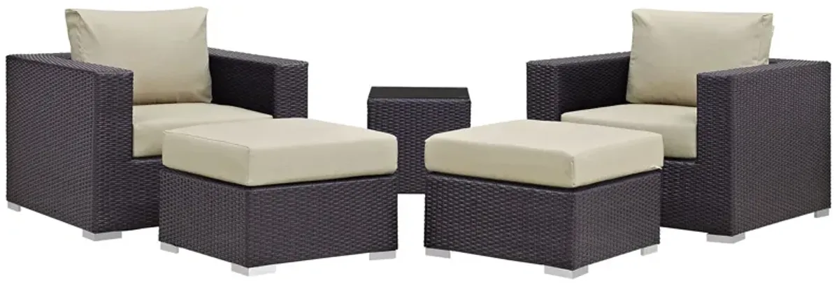 Convene 5 Piece Outdoor Patio Sectional Set by Modway Espresso White