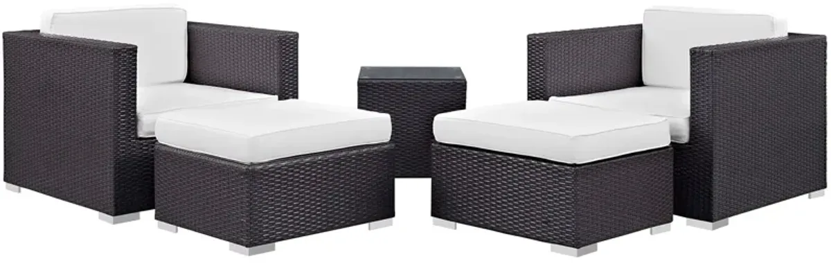 Convene 5 Piece Outdoor Patio Sectional Set by Modway Espresso White