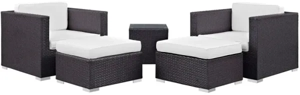 Convene 5 Piece Outdoor Patio Sectional Set by Modway Espresso White