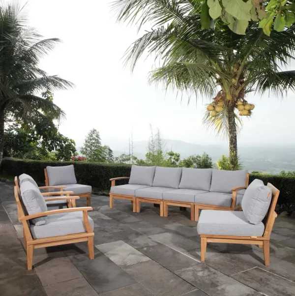 Marina 8 Piece Outdoor Patio Teak Set by Modway Natural White
