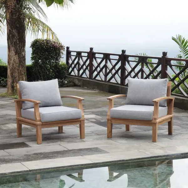 Marina 2 Piece Outdoor Patio Teak Set by Modway Natural Navy