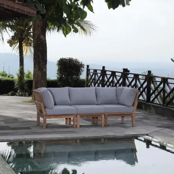 Marina 3 Piece Outdoor Patio Teak Set by Modway Natural Navy