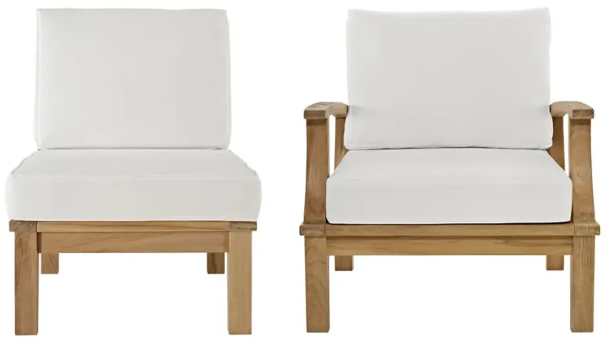 Marina 2 Piece Outdoor Patio Teak Set by Modway Natural White