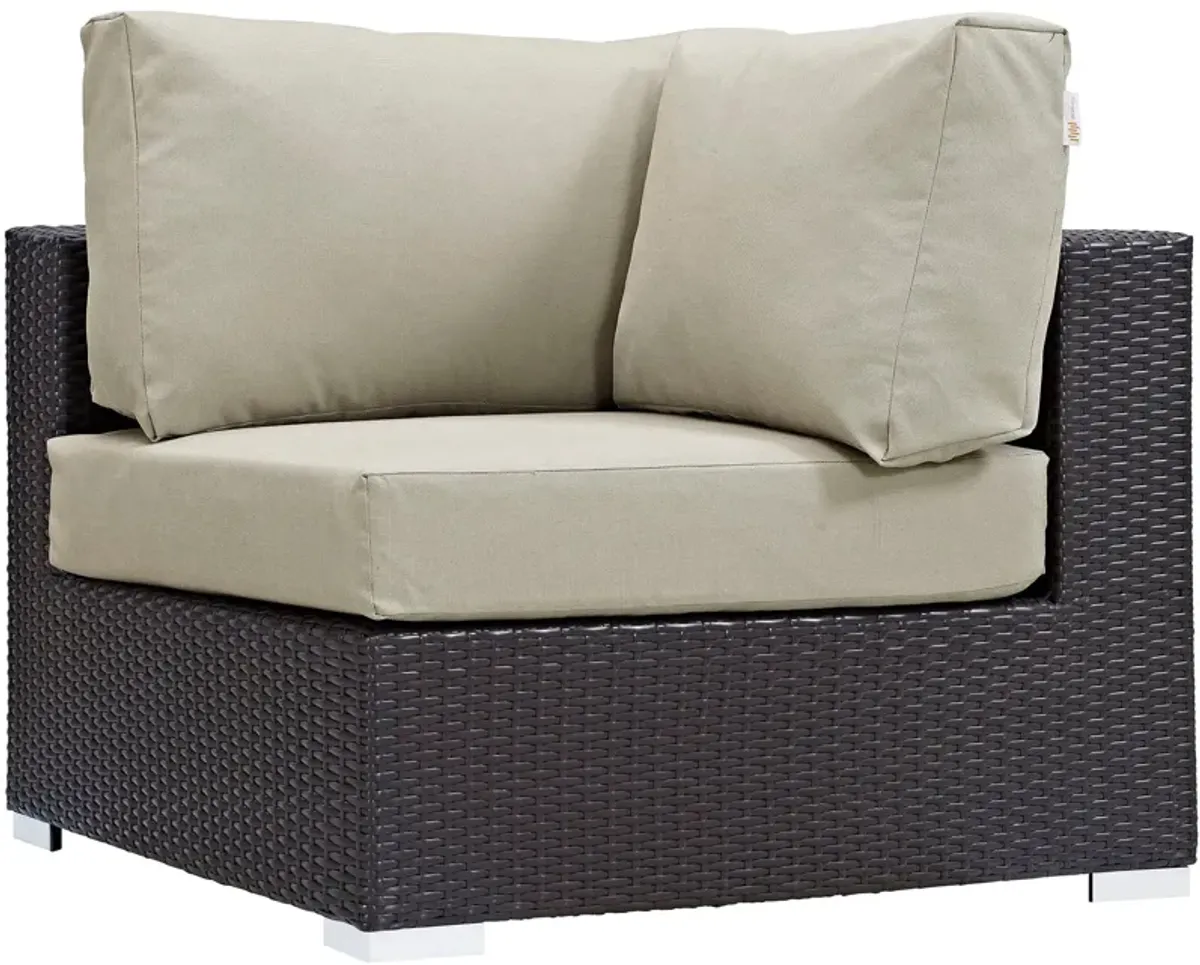 Convene Outdoor Patio Corner by Modway Espresso Beige