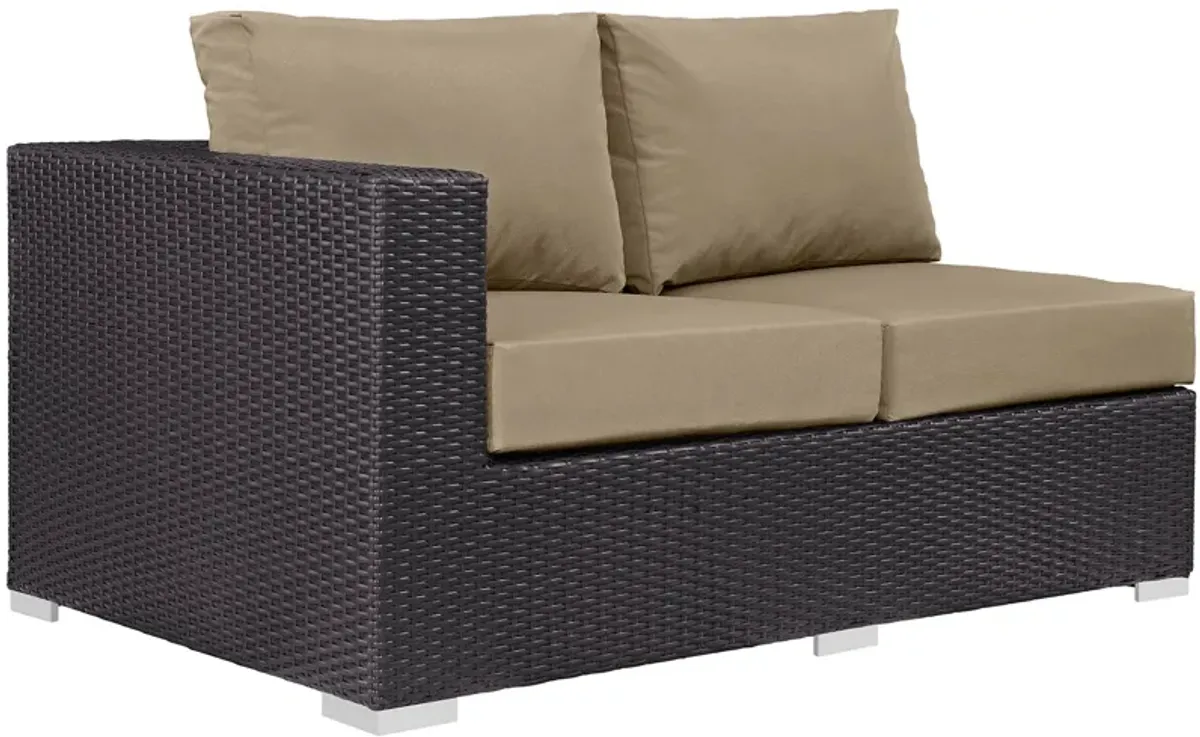 Convene Outdoor Patio Left Arm Loveseat by Modway Espresso Peridot