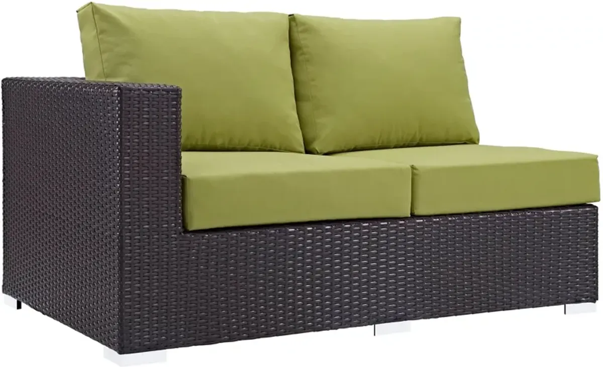 Convene Outdoor Patio Left Arm Loveseat by Modway Espresso Peridot