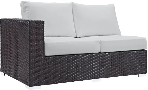 Convene Outdoor Patio Left Arm Loveseat by Modway Espresso White