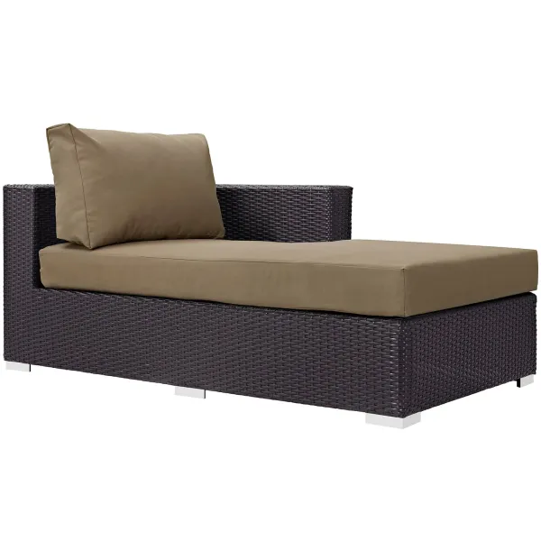 Convene Outdoor Patio Fabric Right Arm Chaise by Modway Espresso Mocha