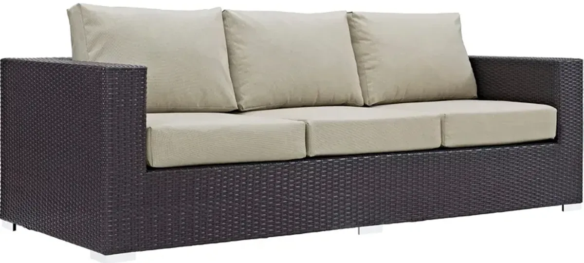 Convene Outdoor Patio Sofa by Modway Espresso Red
