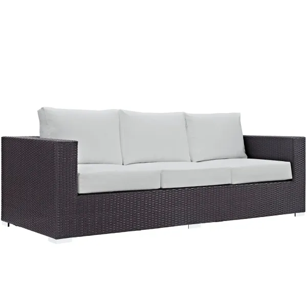Convene Outdoor Patio Sofa by Modway Espresso White